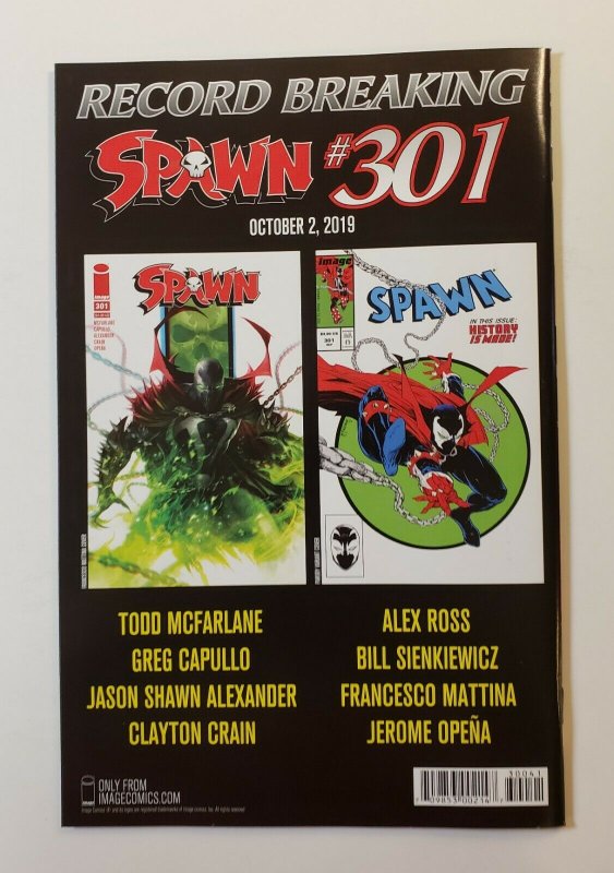 SPAWN #300 IMAGE COMICS 2019 Cover D Virgin Variant Capullo High Grade NM/ NM+ 