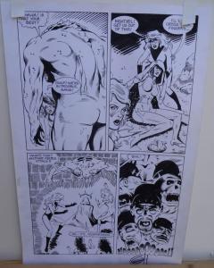 GREG HORN original art, FEMFORCE HOUSE OF HORROR #1 pg 21, Signed, Fight, 1989