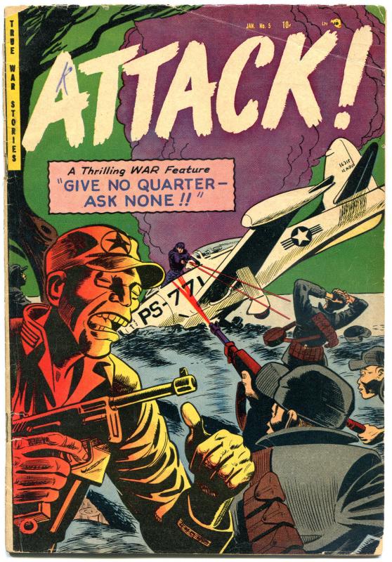 ATTACK #5, VG, 1952, Golden Age, Trojan, Give no Quarter, more in store