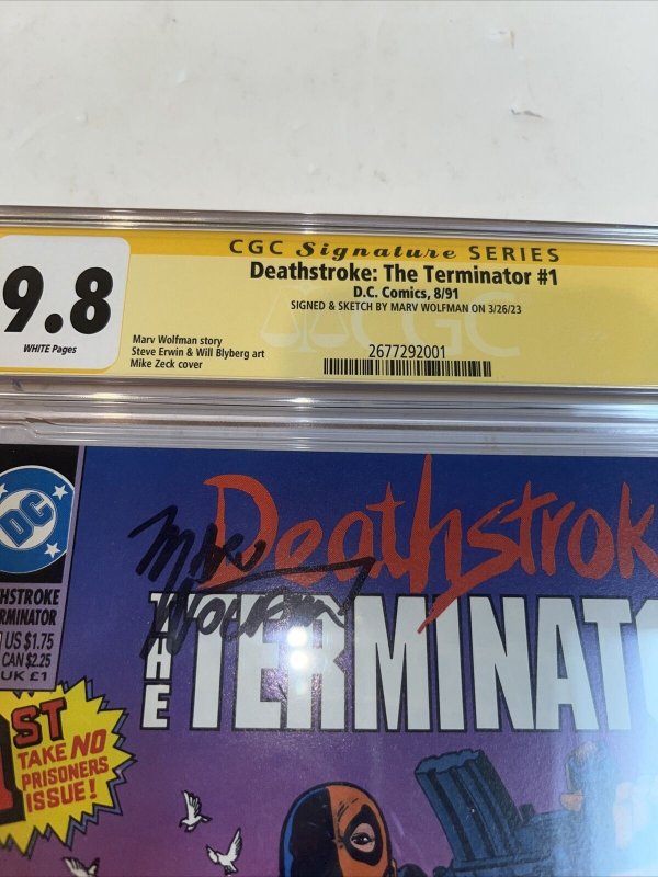 Deathstroke The Terminator (1991) # 1 ( CGC 9.8 SS WP) Signed Marv Wolfman