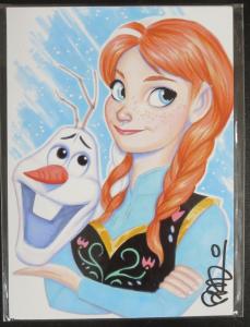 SIGNED Scott Blair Anna and Olaf Print! 5.5x7 NM Frozen Disney 
