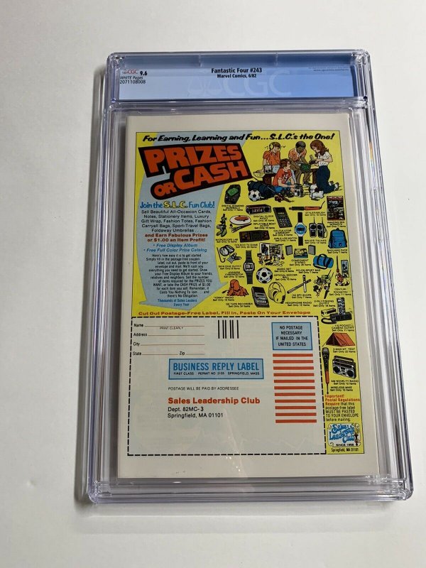 Fantastic Four 243 Cgc 9.6 White Pages Galactus Marvel