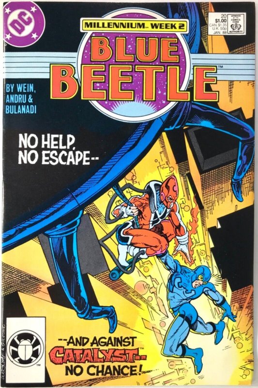 BLUE BEETLE Comic Issue 20 — Ted Kord $1 Cover — 1988 DC Universe F+ Condition 