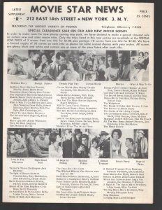 Movie Star News Mail Order Sales Catalog Supplement #R 1960's-Irving Klaw-8 x...