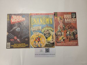 3 Comics #43 Boris Karloff #2 Buck Rogers #1 Adventures into Unknown 109 TJ26