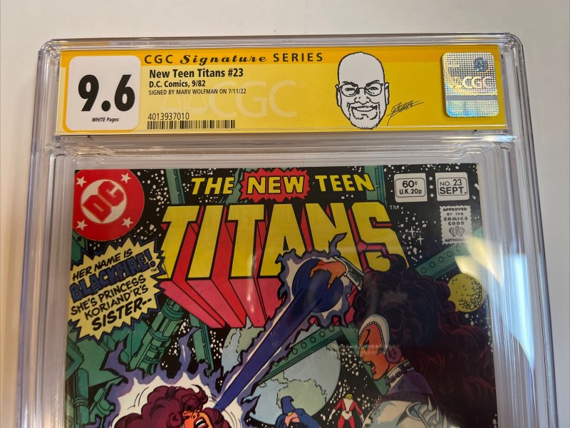 New Teen Titans (1982) # 23 (CGC 9.6 WP) | 1st App Vigilante | Signed Wolfman