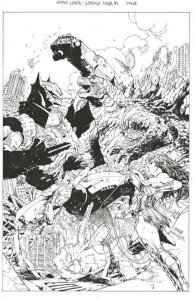 (2023) JUSTICE LEAGUE VS GODZILLA VS KONG #1 1:100 JIM LEE B/W VARIANT COVER