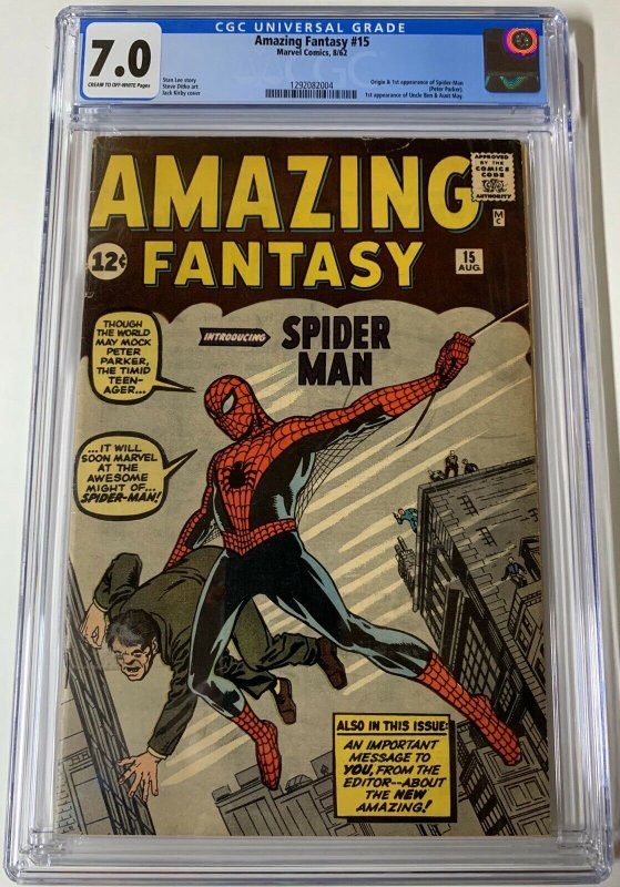 Amazing Fantasy 15 Spider-man 1 2 3 4 5 6 7 8 9 10 11 12 13 14 15 16-50 Cgc 7.0+