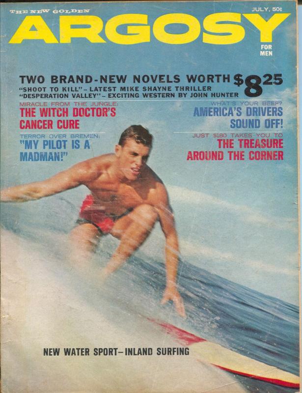 Argosy 7/1964-Popular Pubs-pulp fiction-surfboard cover-Mexican crime-VG/FN