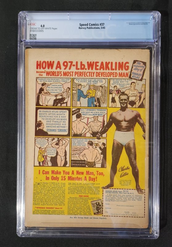 Speed Comics #37 - Ed Wheelan Art /Rudy Palais Cover / Golden Age (CGC 4.0) 1945