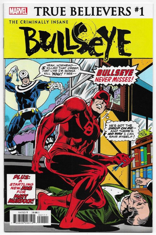 True Believers Criminally Insane #1 Rep Daredevil #131 1st Bullseye (NM)