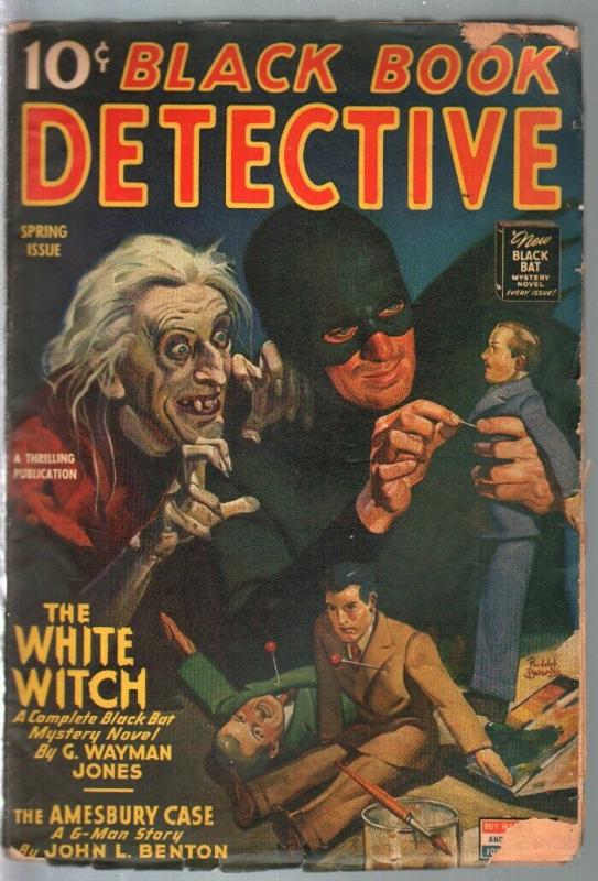 Black Book Detective-Spring 194-Black Bat-voodoo-Belarski-White Witch-VG