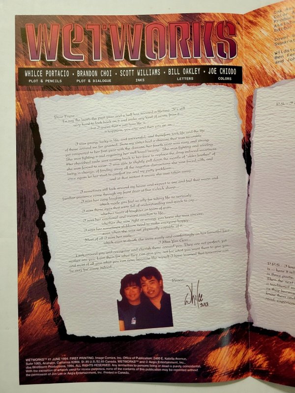 Wetworks #1 VF (Image 1994) 1st Issue! Whilce Portacio Gatefold Cover + WildCATS