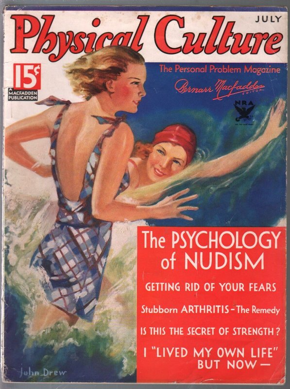 Physical Culture 7/1934-swimsuits-exploitation-Psychology of Nudism-FN