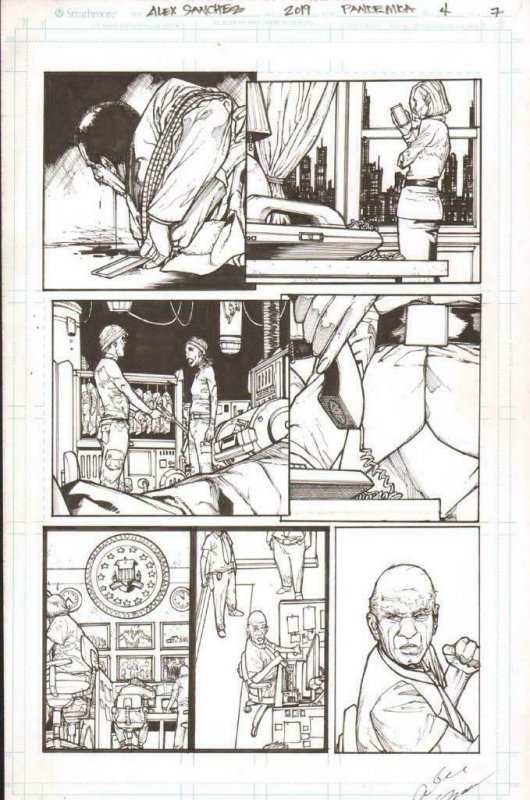 Pandemica #4 pg 7 Original Art Alex Sanchez bestselling author Jonathan Maberry 