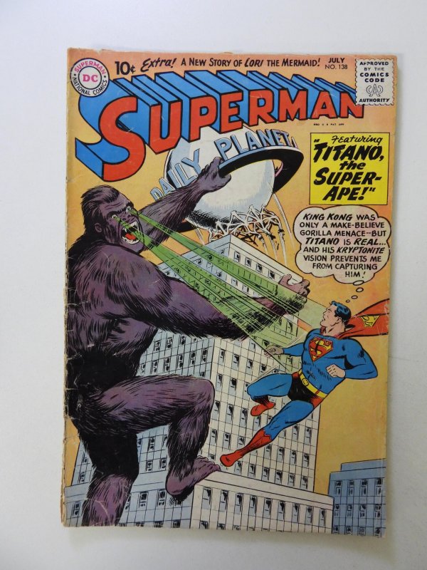 Superman #138 (1960) VG condition 1 spine split