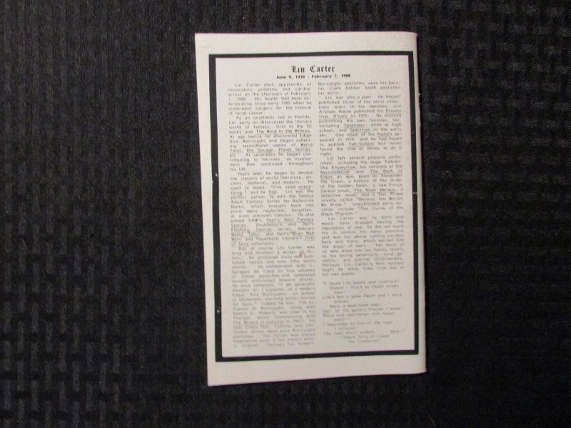 1988 CRYPT OF CTHULHU Fanzine #54 FN+ 6.5 Lin Carter Fishers From Outside