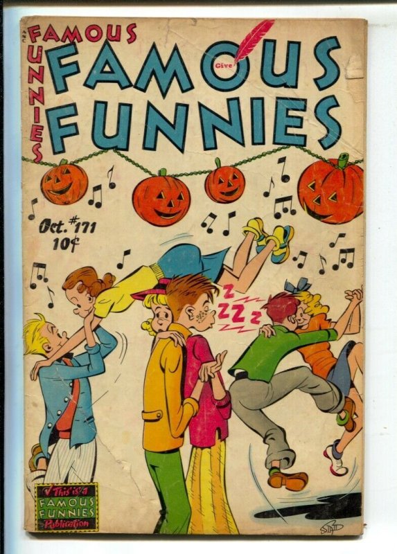 Famous Funnies #171 1948-Halloween cover-Buck Rogers-Dickie Dare-Scorchy Smith-G 