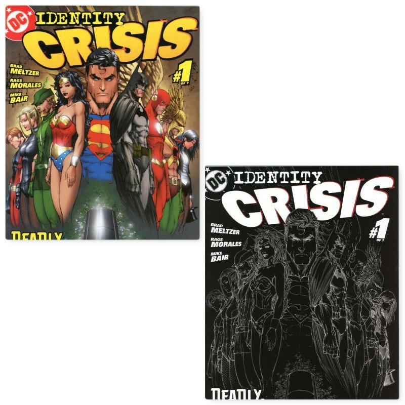 IDENTITY CRISIS #1 with 2nd Printing B&W Sketch Michael Turner DC Comics 2004