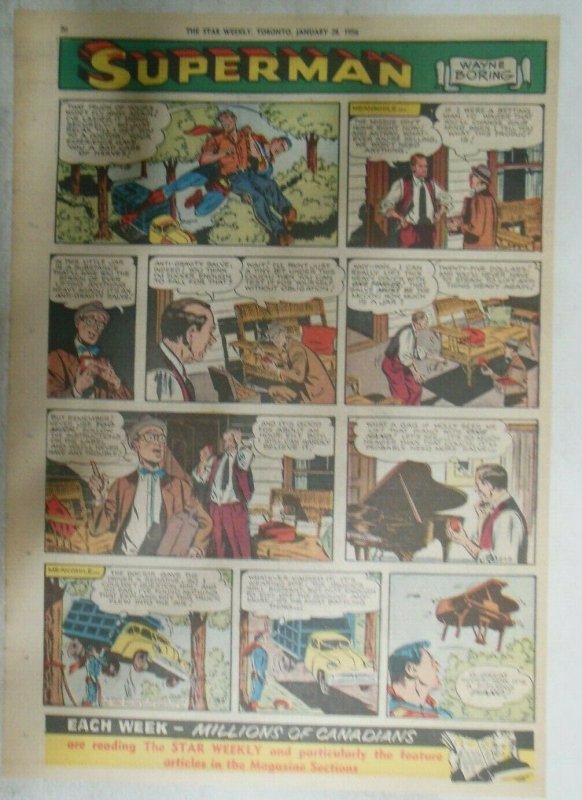 (51) Superman Sunday Pages by Wayne Boring from 1956  Size: 11 x 15 inches