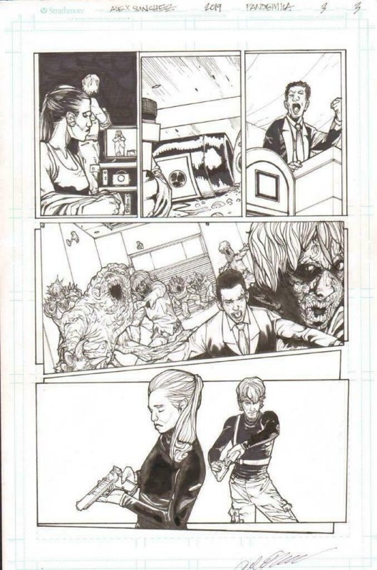 Pandemica #3 pg 3 Original Art Alex Sanchez bestselling author Jonathan Maberry