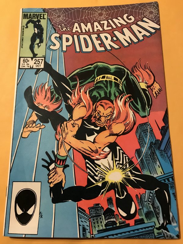 THE AMAZING SPIDER-MAN #257 : Marvel 10/87 Fn/VF; early Black Costume, PUMA