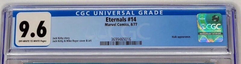 Eternals 14 Marvel 1977 CGC 9.6 1st Cosmic Powered Hulk 1977 Ikaris Jack Kirby