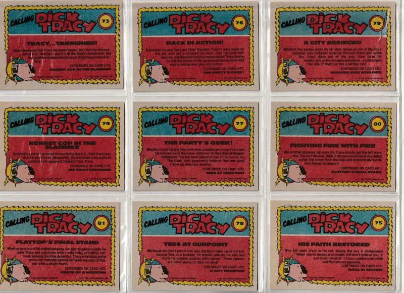 Dick Tracy Trading Cards Based on The 1990 Cult Classic !