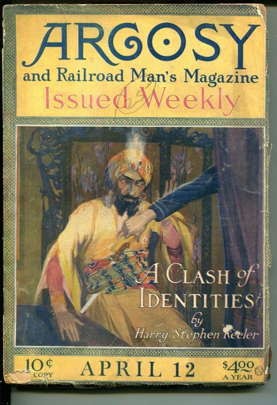 ARGOSY 04/12/1919-WEIRD MENACE-RAILROAD MAN'S MAGAZINE-PULP-good