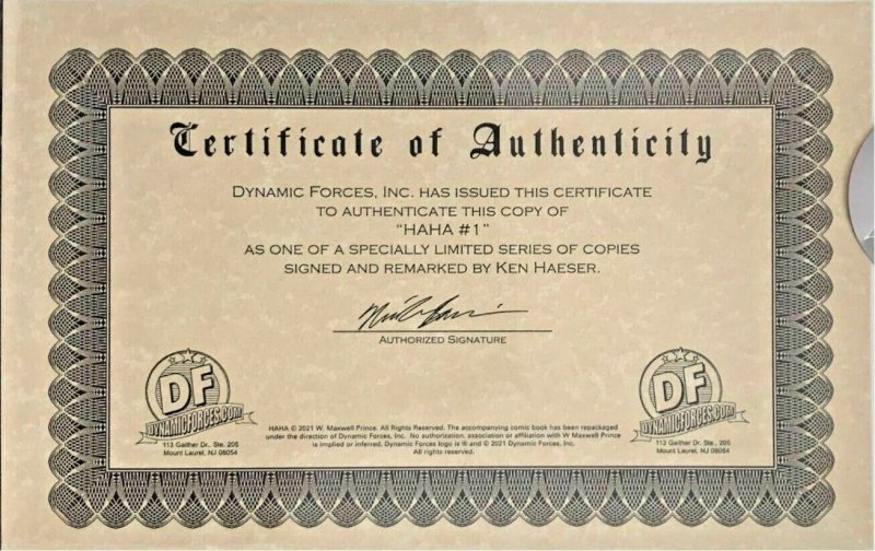 HAHA #1A DF SPECIALLY LIMITED SERIES SIGNED AND REMARKED BY KEN HAESER WITH COA.