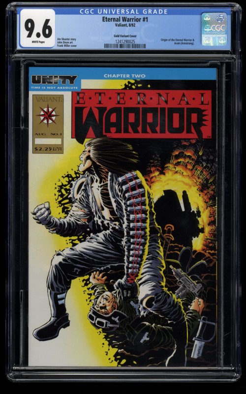 Eternal Warrior #1 CGC NM+ 9.6 White Pages Gold Variant Cover!