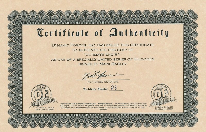 ULTIMATE END BATTLEWORLD # 1 SIGNED BY MARK BAGLEY 2015 EB203