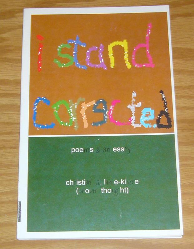 I Stand Corrected #1 VF/NM poems & essay by christian a. lane-kinne 2001