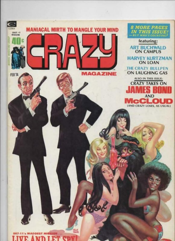 CRAZY #2 Magazine, FN/VF, Neal Adams, 1973 1974, James Bond, more in store