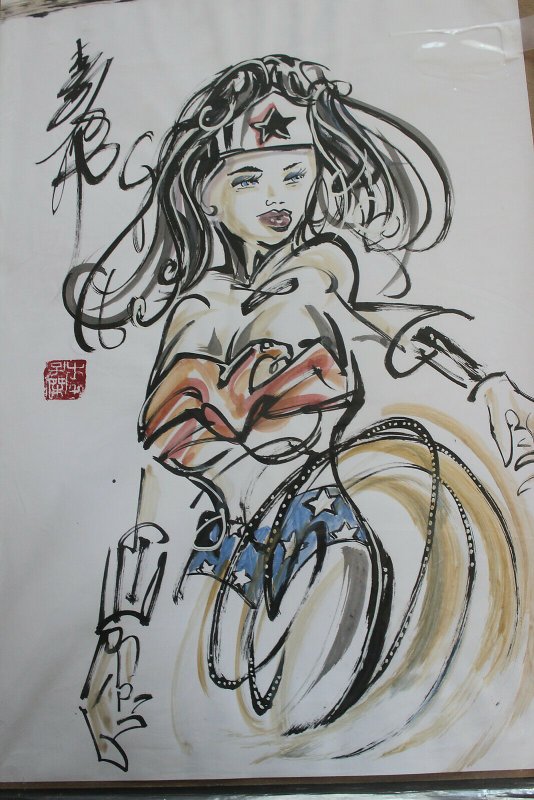 Wonder Woman Sumi-e Con Sketch Original Art - Andy Lee Artist (undated)