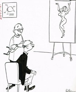 Naked Lady Eye Chart - Optometrist gag art by Bo Brown