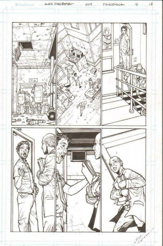 Pandemica #4 pg 14 Original Art Alex Sanchez bestselling author Jonathan Maberry 