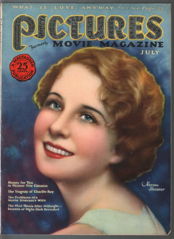 Pictures 7/1926-MacFadden-Norma Shearer-Ghost Stories pulp mag-silent film-FN/VF