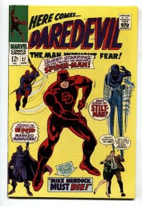 DAREDEVIL #27 comic book-MARVEL-GENE COLAN ART SPIDER-MAN VF-