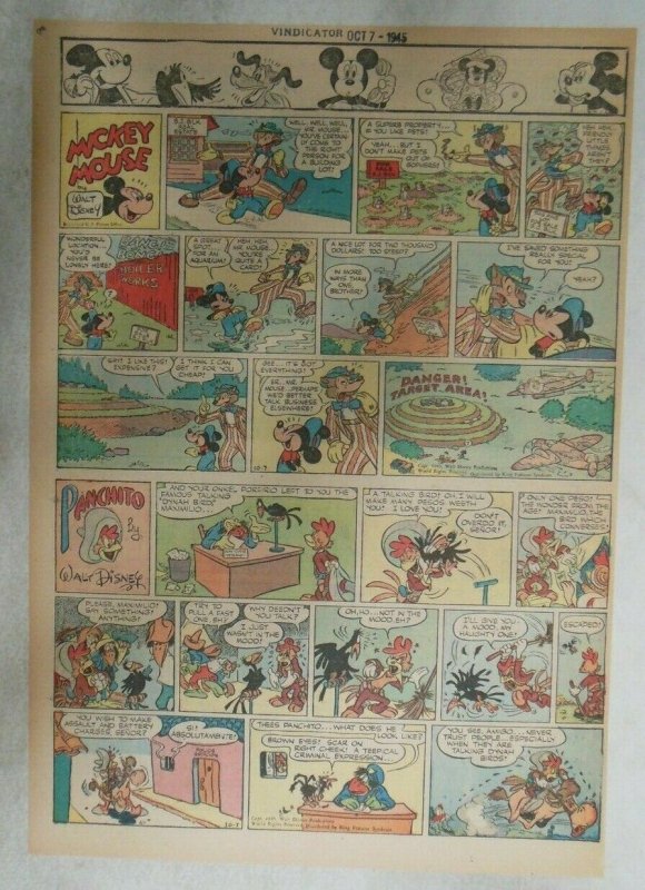 Mickey Mouse Sunday Page by Walt Disney from 10/7/1945 Tabloid Page Size 