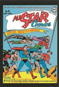 All Star Comics #36 1947 4x5 Cover Postcard 2010 DC Comics Justice Society