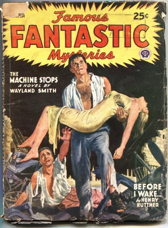 FAMOUS FANTASTIC MYSTERIES-MARCH 1945--DOOMSDAY TERROR COVER-PULP