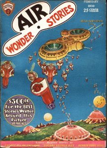 PULP:  Air Wonder Stories 2/1930-Gernsback-Frank R Paul-sci-fi pulp thrills-fn