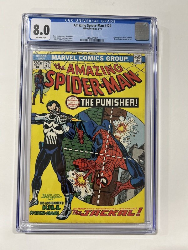 Amazing Spider-Man 129 1974 Cgc 8.0 OW/W pages Marvel Comics 1st Punisher