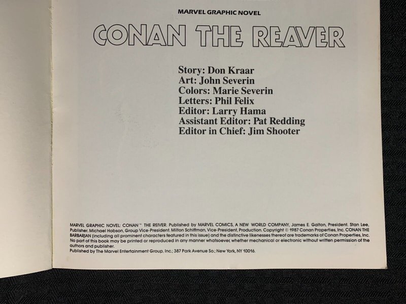 1987 CONAN THE REAVER Marvel Graphic Novel FN+ 6.5 1st Printing / John Severin