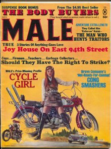 MAG: Male 11/1968-Atlas-Pussycat-Bill Ward-Emmett Kaye cycle girl cover-chees...
