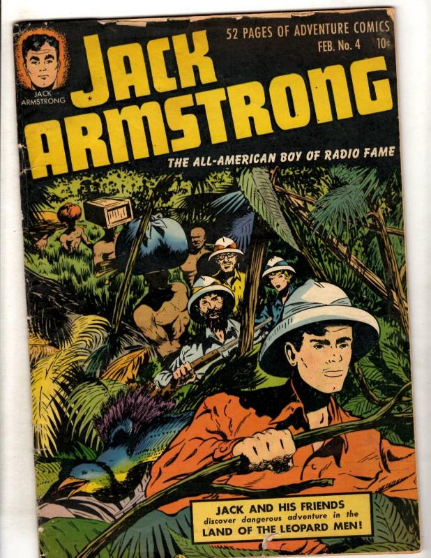 Jack Armstrong # 4 VG Golden Age Comic Book Adventure Jungle Leopard Men JL16