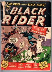 BLACK RIDER #12-1951-JOE MANEELY-great cover-GOLDEN AGE-G G