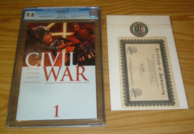 Civil War #1 CGC 9.8 mark millar - marvel's avengers - w/dynamic forces COA