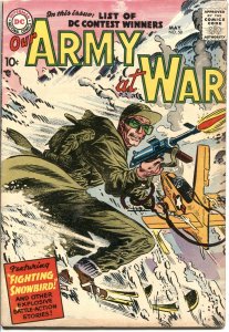 OUR ARMY AT WAR #58-1957-DC--COMBAT COVER & STORY-JOE KUBERT-P 51 FIGHTER